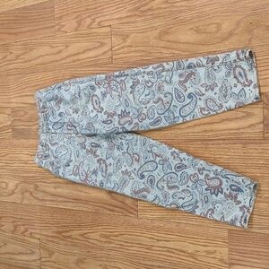 Vintage Massimo "Made in Italy" cotton paisley tapered leg jeans, women's 7/8